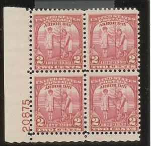 US Plate Block, #717, Arbor Day, MNH*-