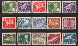 **Sweden, SC# 248-62 MNH VF Complete Set, CV $320.00