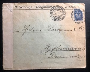 1914 Viborg Finland Russia Occupation Commercial Censored Cover To Denmark