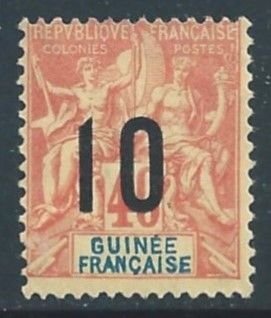 French Guinea #53 Mint No Gum 40c Navigation & Commerce Issue Surcharged