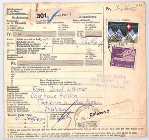 SWITZERLAND *Davos Platz* Parcel SKIING 1968 Italy Postage Dues {samwells}BL437