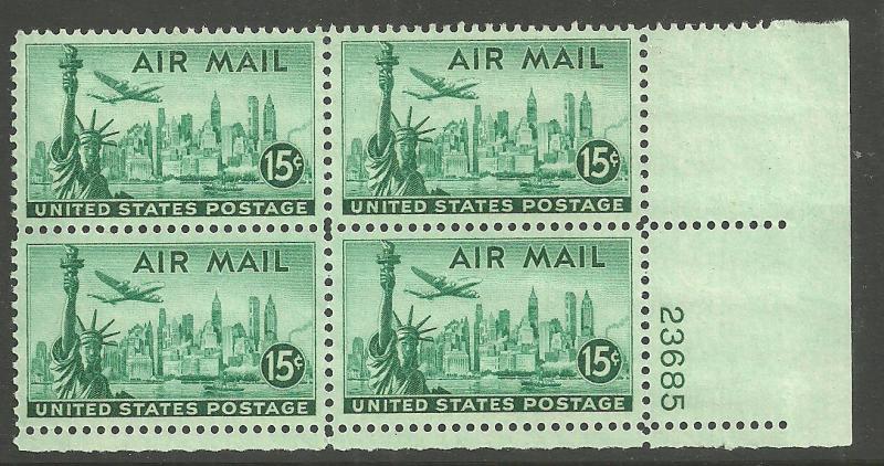 #C35 15c N Y Skyline Plate Block mint NH #23685