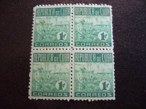 Stamps - Cuba - Scott# 420-422 - Mint Hinged Set of 3 Stamps in Blocks of 4