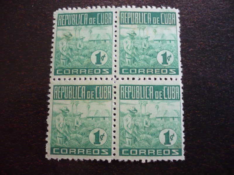 Stamps - Cuba - Scott# 420-422 - Mint Hinged Set of 3 Stamps in Blocks of 4