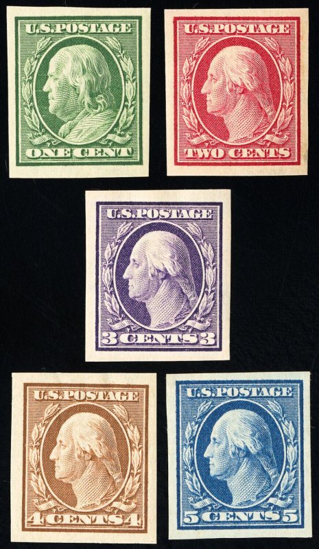 US Stamps # 343-7 MLH XF