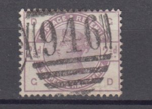 J38702 jlstamps,1883-4 great britain used #101 queen $18.00 scv