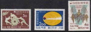 Sc# 353 / 355 Korea 1962 May 16th Revolution full set MMH CV $38.00 Stk #2