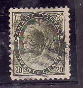 Canada-Sc#84- id19-used 20c olive green QV numeral-1900-