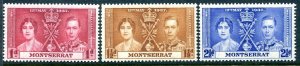 Montserrat SC#89-91 Coronation of King George VI (1937) MH