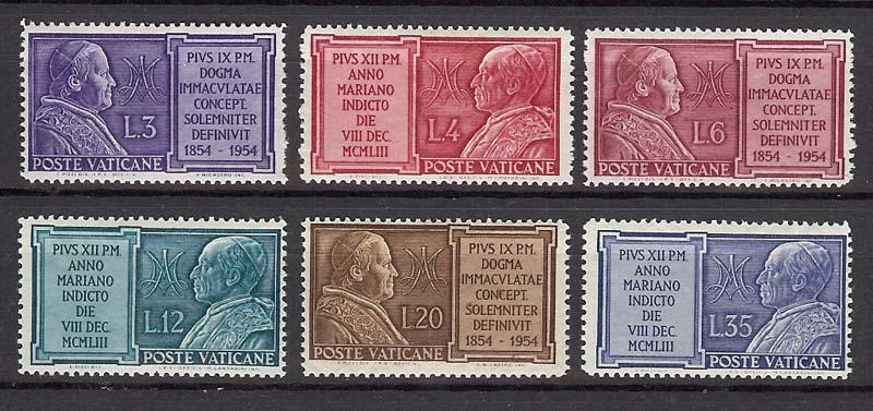 1954 - VATICAN - Scott #176-181 - MNH VF **