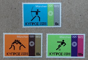 Cyprus 1972 Olympics, MNH. Scott 383-385, CV $1.25.