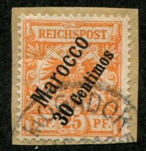 Germany Offices Morocco SC# 5 o/p 30c on 25pf Used on piece