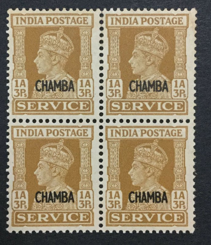 MOMEN: INDIA CHAMBA SG #O77 BLOCK 1941 MINT OG NH LOT #193643-2323