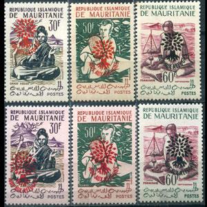 MAURITANIA 1962 - Scott# 129A-32B (3) Opt Set of 6 NH