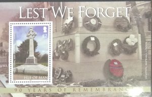 ISLE OF MAN MINISHEET 2008 90th ANNIVERSARY END OF WW1 SGMS1466