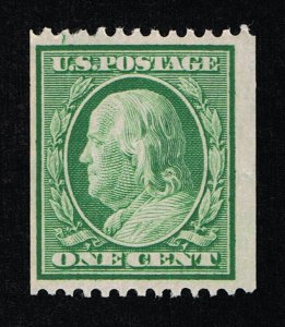 GENUINE SCOTT #385 MINT OG NH 1910 GREEN PERF-12 SL-WMK COIL SINGLE #7103