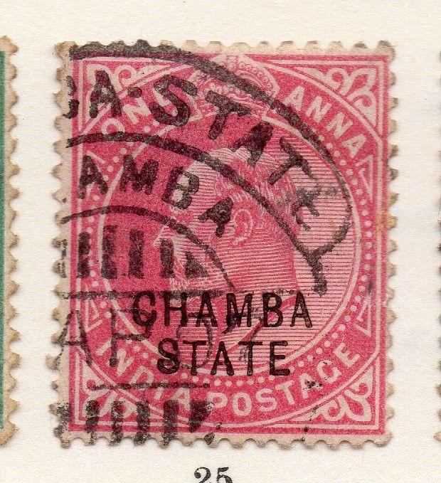 Indian States Chamba 1903-05 Ed VII  Early Issue Fine Used 1a. Optd 157022