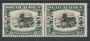 SOUTH AFRICA 1935 OFFICIAL OX WAGON 5/- PAIR UNSCREENED HYPHENATED 