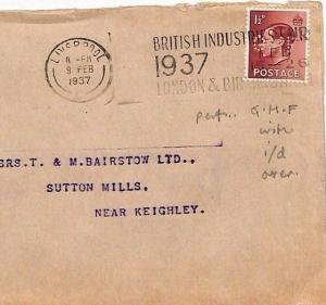 GB KEVIII PERFIN Cover 1937 *GHF* Liverpool Identified {samwells-covers} JJ21