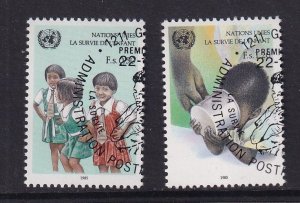 United Nations Geneva  #138-139  cancelled  1985 UNICEF