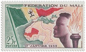 MALI - 1959 - Establishment of Federation - Perf Single Stamp -Mint Never Hinged