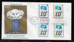 United Nations NY 260-62, G50-52 30th UN WFUNA Cachet FDC