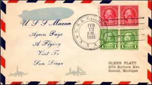 12 Feb 1935 - USS Macon Pays A Flying Visit To San Diego USS MacLiesh Dumote 13