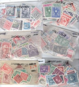 Europe 1940's-1960's Collection 1632 Stamps Most Used in Glassine P...