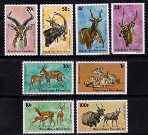 Rwanda stamps #614 - 621, 7 MNH, 1 MH, CV $15.65