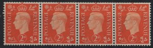 GB 1937 Dark colours 2d wmk sideways unmounted mint coil strip of 4 fairly goo