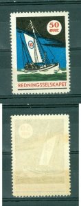 Norway. 1950 Poster Stamp. Mnh. RS. Rescue Association. Sail ship.