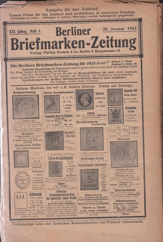 Berliner Briefmarken-Zeitung - 1925 ## 1/12