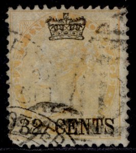 MALAYSIA - Straits Settlements QV SG9, 32s on 2 yellow, USED. Cat £120.