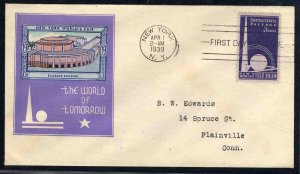 United States First Day Covers #853-16b.3, 1939 3c NY World's Fair, Staehle m...