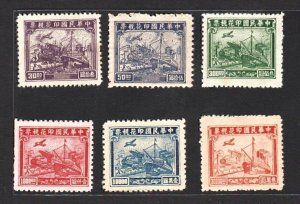 China 1940s RARE Revenue, Transportation (6v up to $30000, diff. Plates) MNH