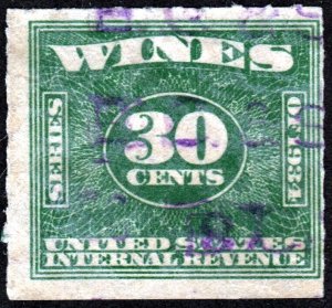RE101 30¢ Wine Revenue Stamp (1934) Used
