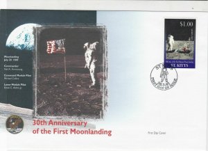 st kitts 30th anniversary moon landing stamps cover 1999 ref 19481