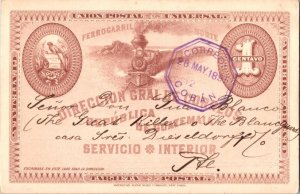 Guatemala 1c Numeral Postal Card 1895 Correos, Coban Local use.