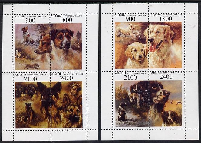 ABKHAZIA - 1995 - Dogs - Perf 2 x 4v Sheets - M. N.H - Private Issue