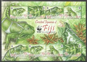 Ft096 2010 Fiji Wwf Fauna Reptiles Crested Iguana #1294-7 1Sh Mnh