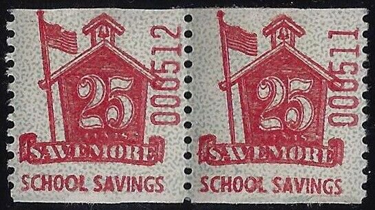 Scarce 25c Savemore School Savings Cinderella Stamp for Schermack Machine MNH