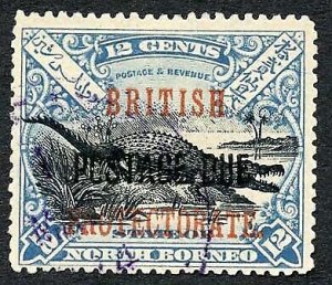 North Borneo SGD46 12c Black and Dull Blue Post Due used Cat 28 Pounds