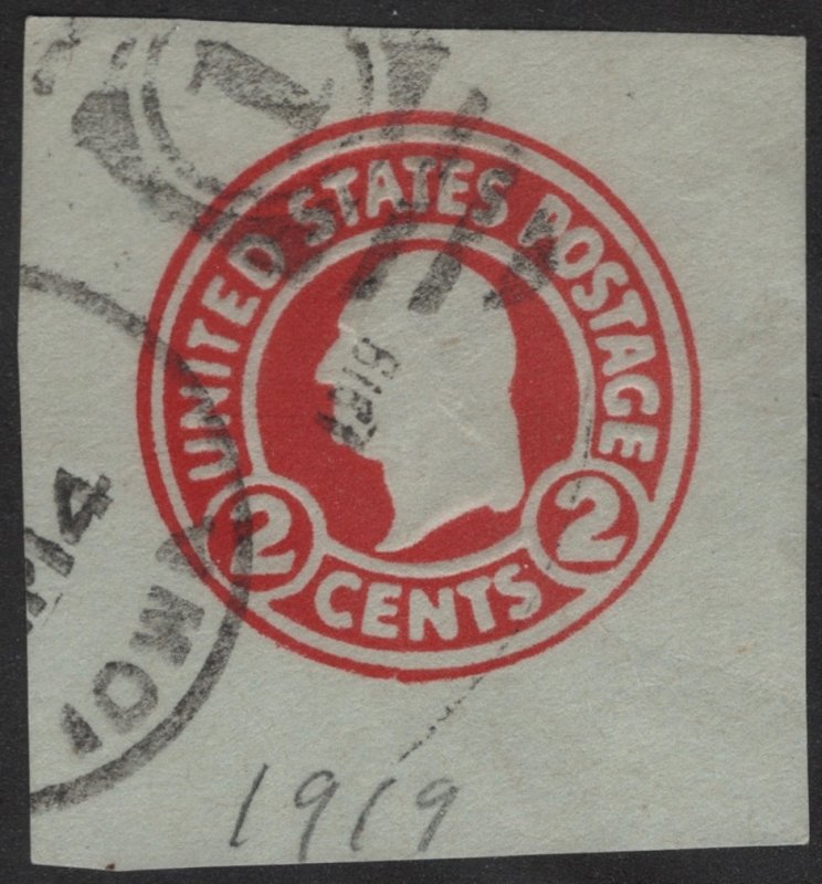 SC#U432 2¢ Washington Cut Square (1916) Used
