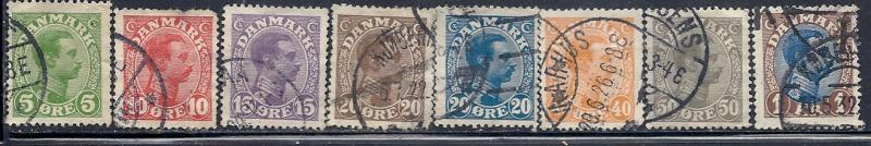 Denmark #97,100,102-4,119,122,128 (U) CV $5.00