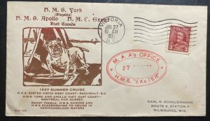 1937 Victoria Canada Cover To Milwaukee WI USA Royal Navy Visit RMS Apollo Exete