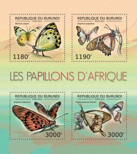 BURUNDI - 2012 - Butterflies of the World #1 - Perf 4v Sheet - Mint Never Hinged