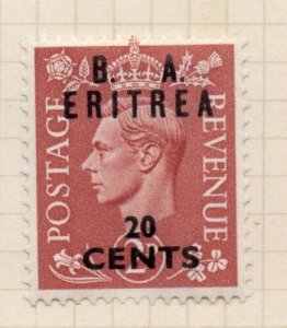 Eritrea 1948 GVI Issue Fine Mint Hinged 20c. Surcharged BMA Optd NW-198918 