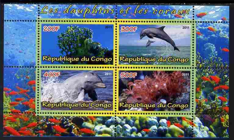 CONGO - 2011 - Dolphins & Coral #3 - Perf 4v Sheet - MNH - Private Issue