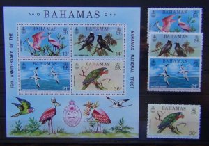 Bahamas 1974 15th Anniversary of Bahamas National Trust set & M/S MNH