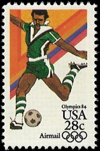 U.S. Scott # C104  1983 28c multi Photo;   Soccer ; TAGGED mint-nh- vf